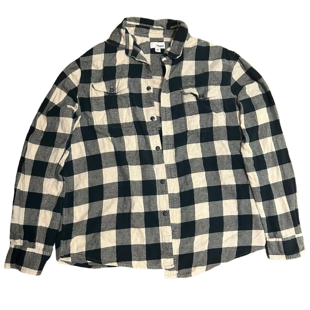 Sonoma men’s Black and white buffalo plaid flannel #plaid #buffalo